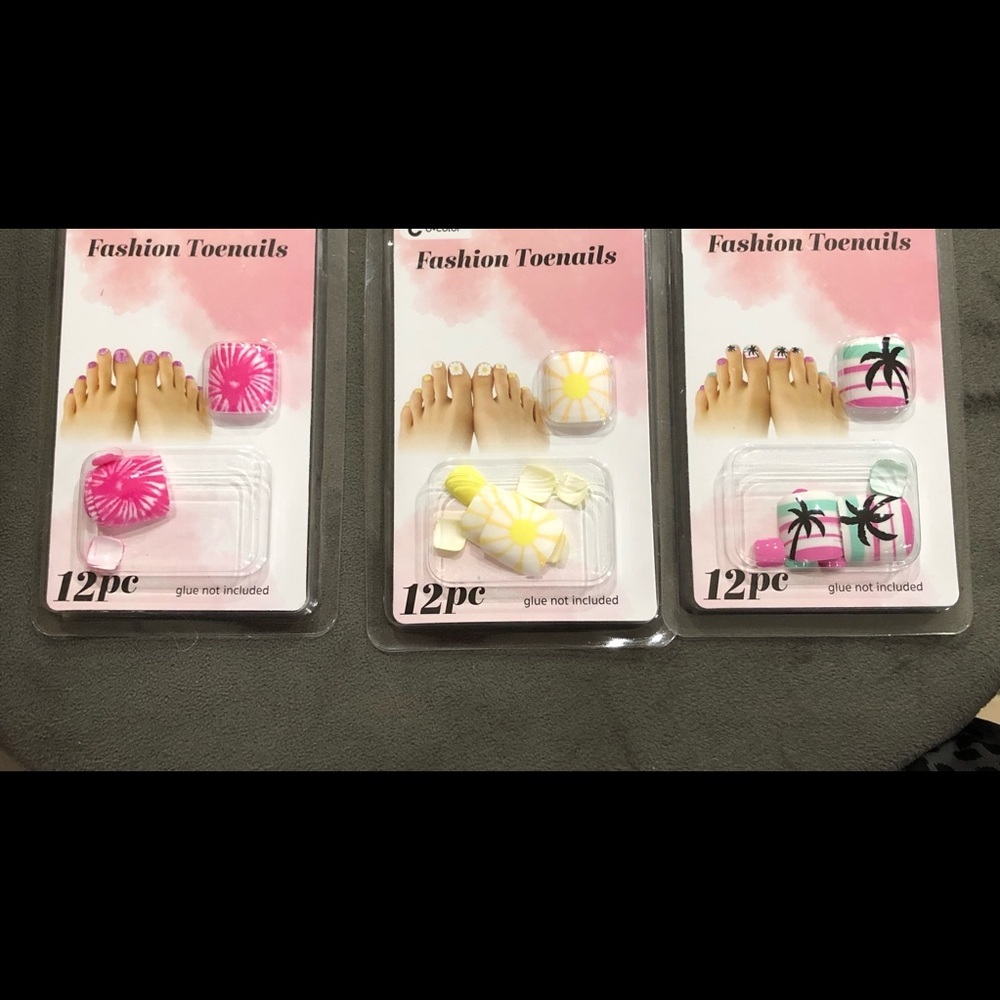 3 for $10 - tropical summer vacation print press on toe‎ nail extensions FREE